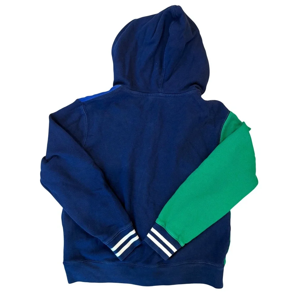 Polo Ralph Lauren Kids Large 14-16 Blue Green Colorblock Full Zip‎ Hoodie Pony